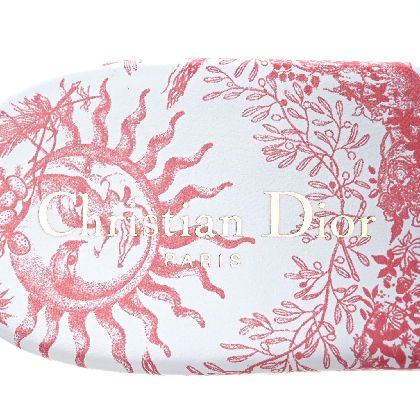 Canvas Soleil Embroidered Dway Flat Slide Sandals 41 Coral