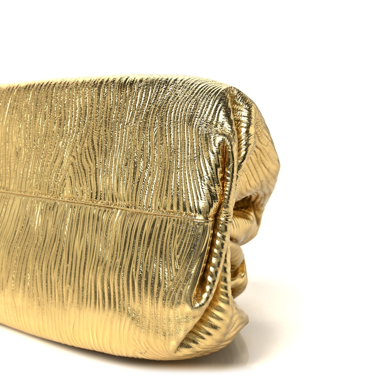 Metallic Bark Calfskin Embossed The Pouch Oversized Clutch Oro