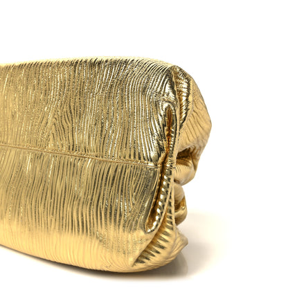 Bottega Veneta Metallic Bark Calfskin Embossed The Pouch Oversized Clutch Oro 11 of 11
