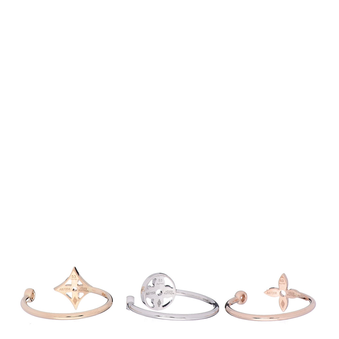 18K Yellow Pink White Gold Diamond Idylle Blossom Ring 3 Set 53 6.25