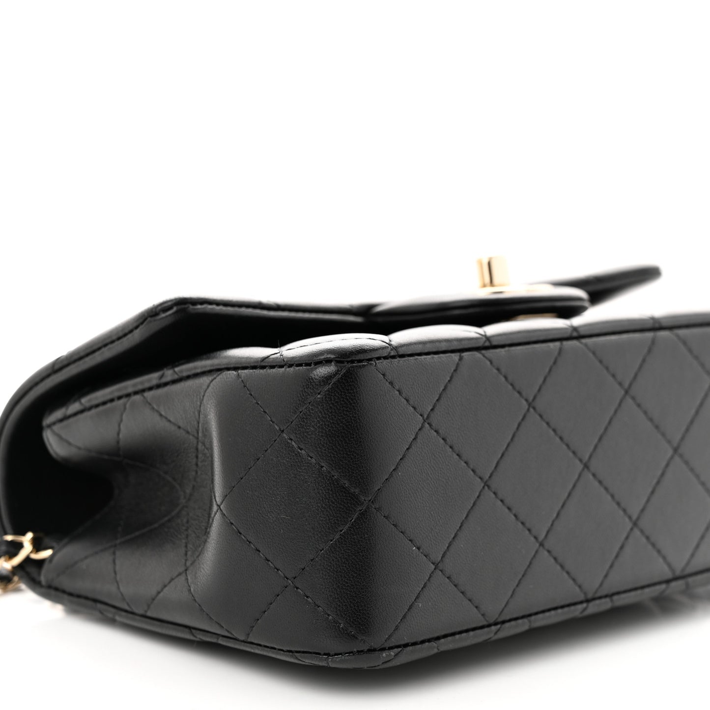 Lambskin Quilted Mini Top Handle Rectangular Flap Black