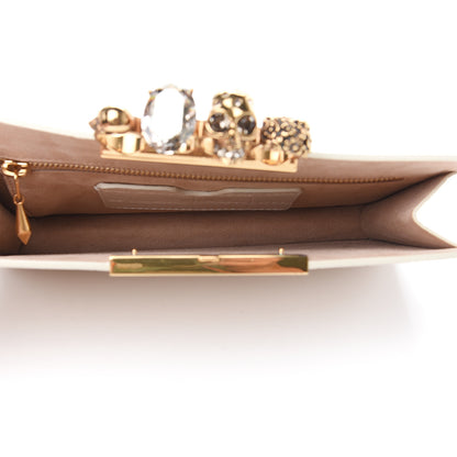 Alexander McQueen Calfskin Crocodile Embossed Knuckle Flat Clutch Ivory 4 of 10