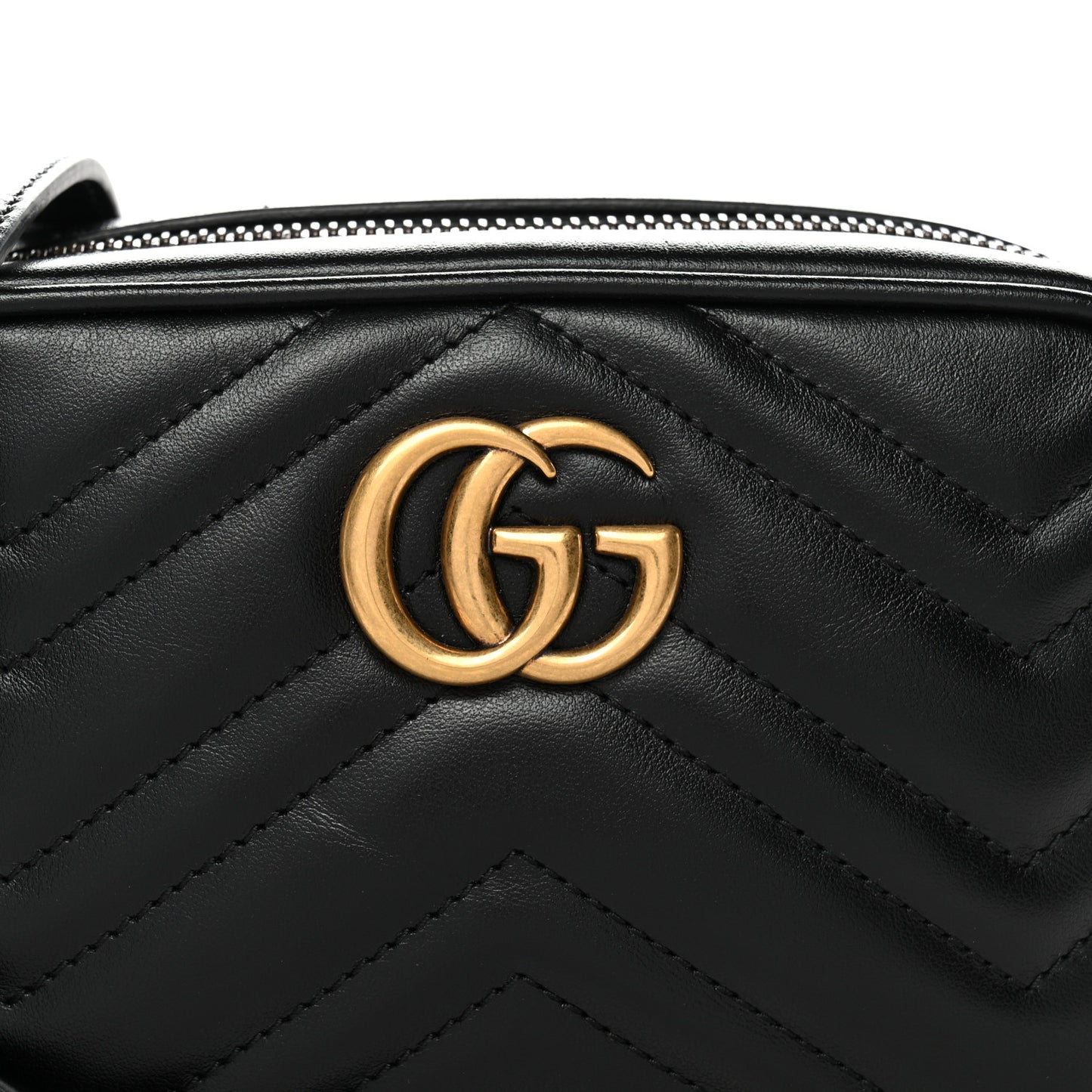 Calfskin Matelasse Mini GG Marmont Chain Shoulder Bag Black