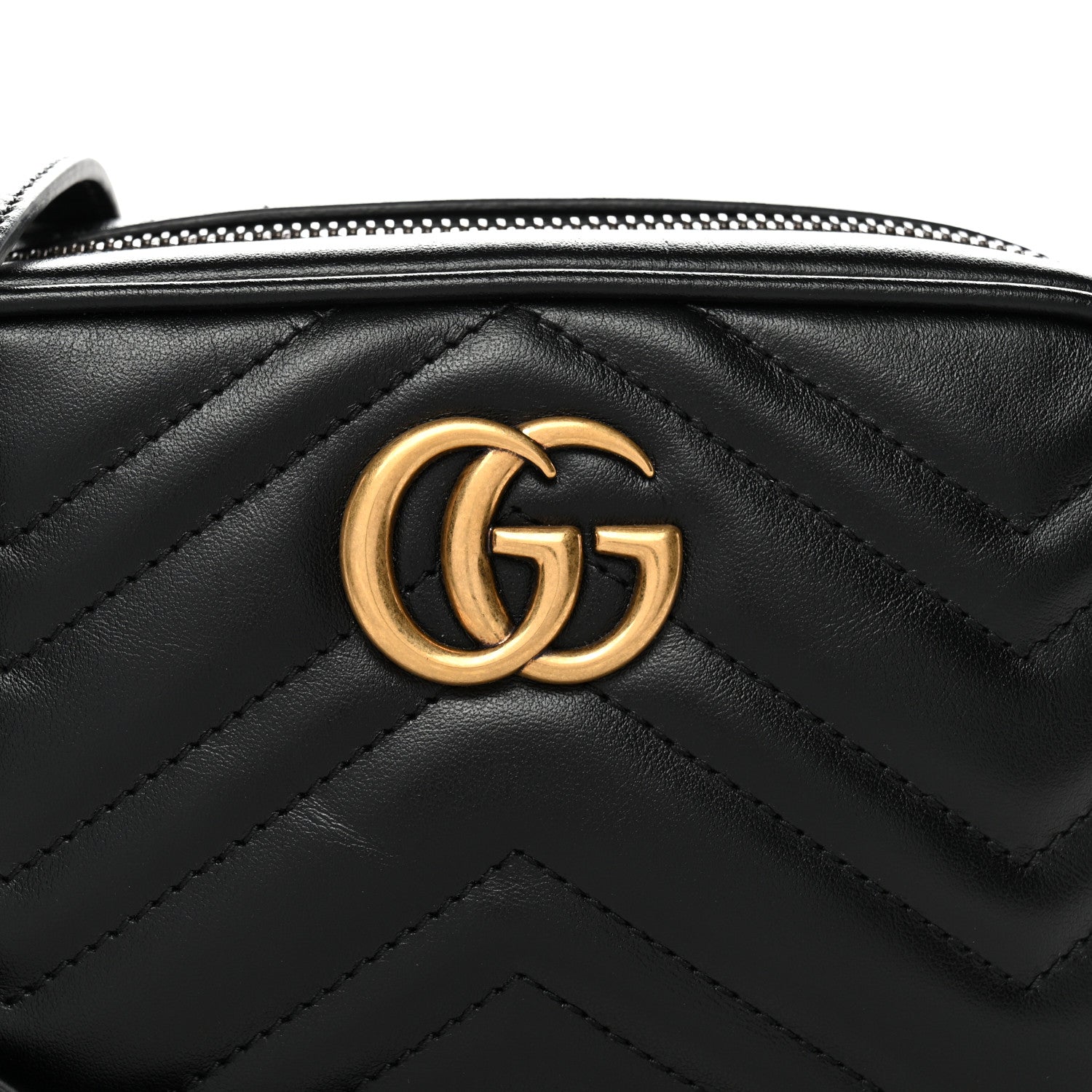 Gucci Calfskin Matelasse Mini GG Marmont Chain Shoulder Bag Black 8 of 10