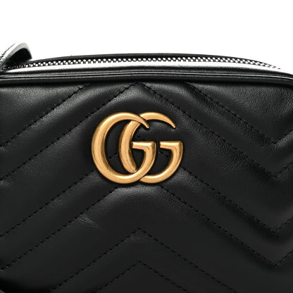 Gucci Calfskin Matelasse Mini GG Marmont Chain Shoulder Bag Black 8 of 10