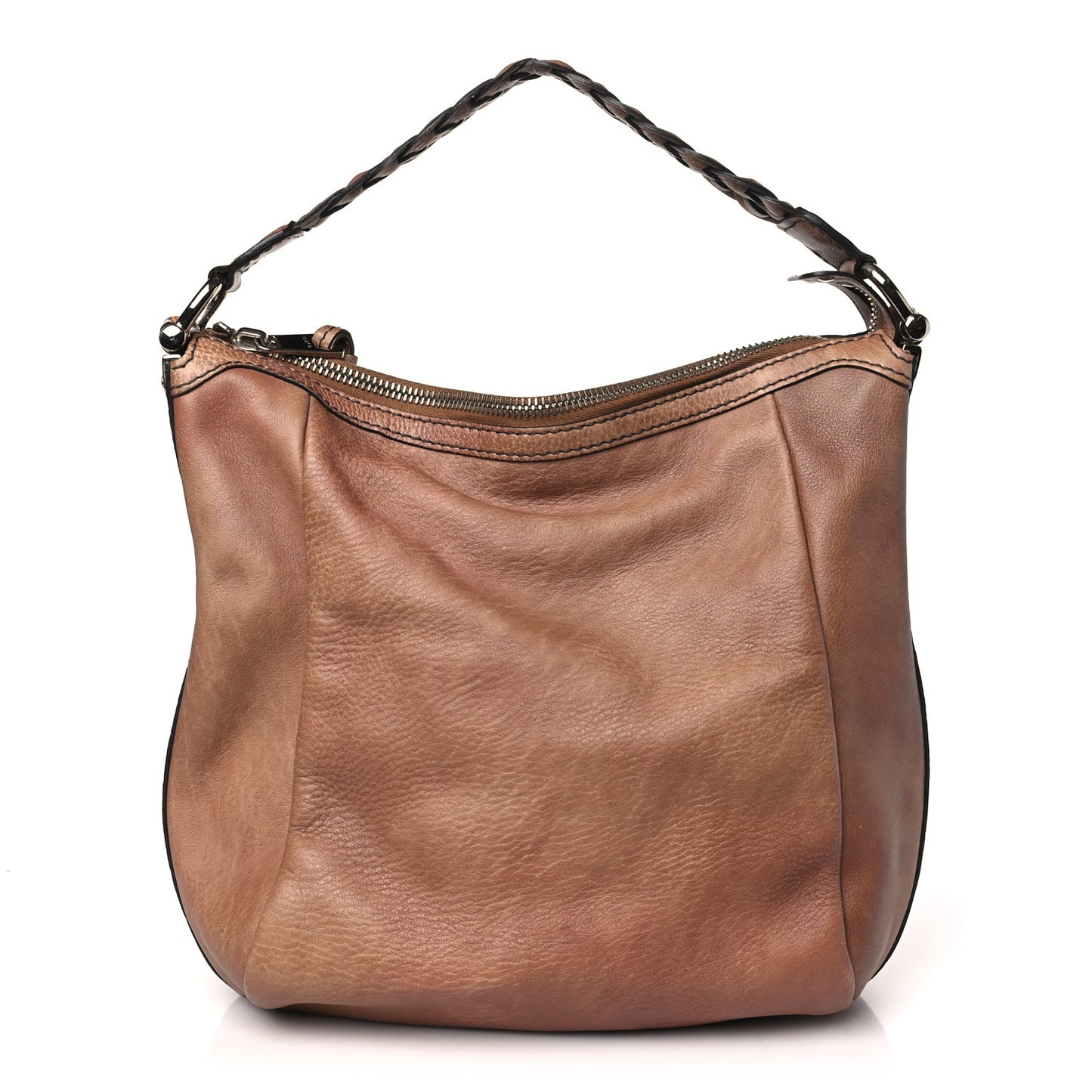 Pebbled Calfskin Guccissima Medium Bamboo Bar Hobo Light Brown
