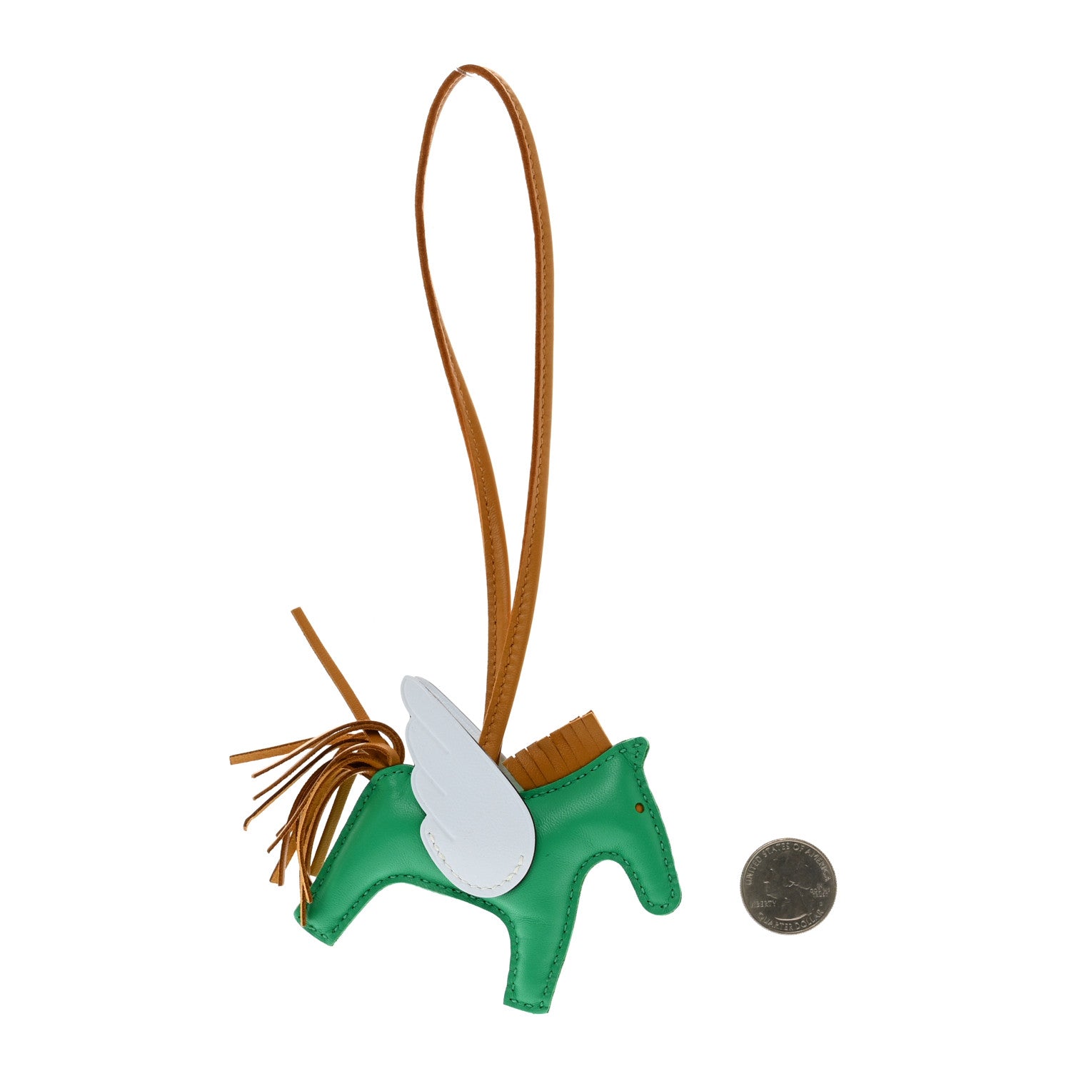 Hermes Milo Lambskin Grigri Rodeo Pegase Horse Bag Charm PM Menthe Sesame Bleu Brume 2 of 4