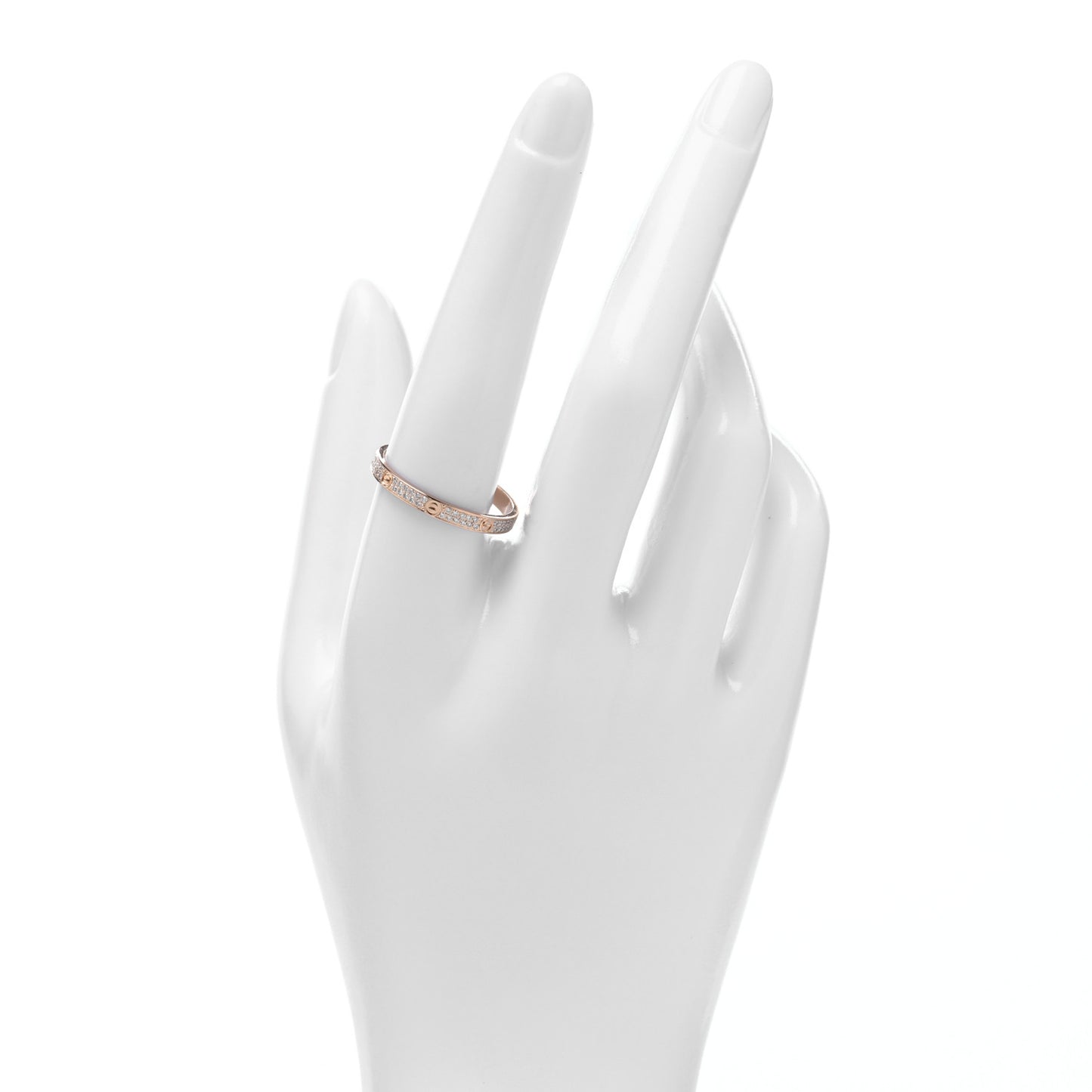 18K Pink Gold Diamond 2.6mm LOVE Paved Band Ring 61 9.5