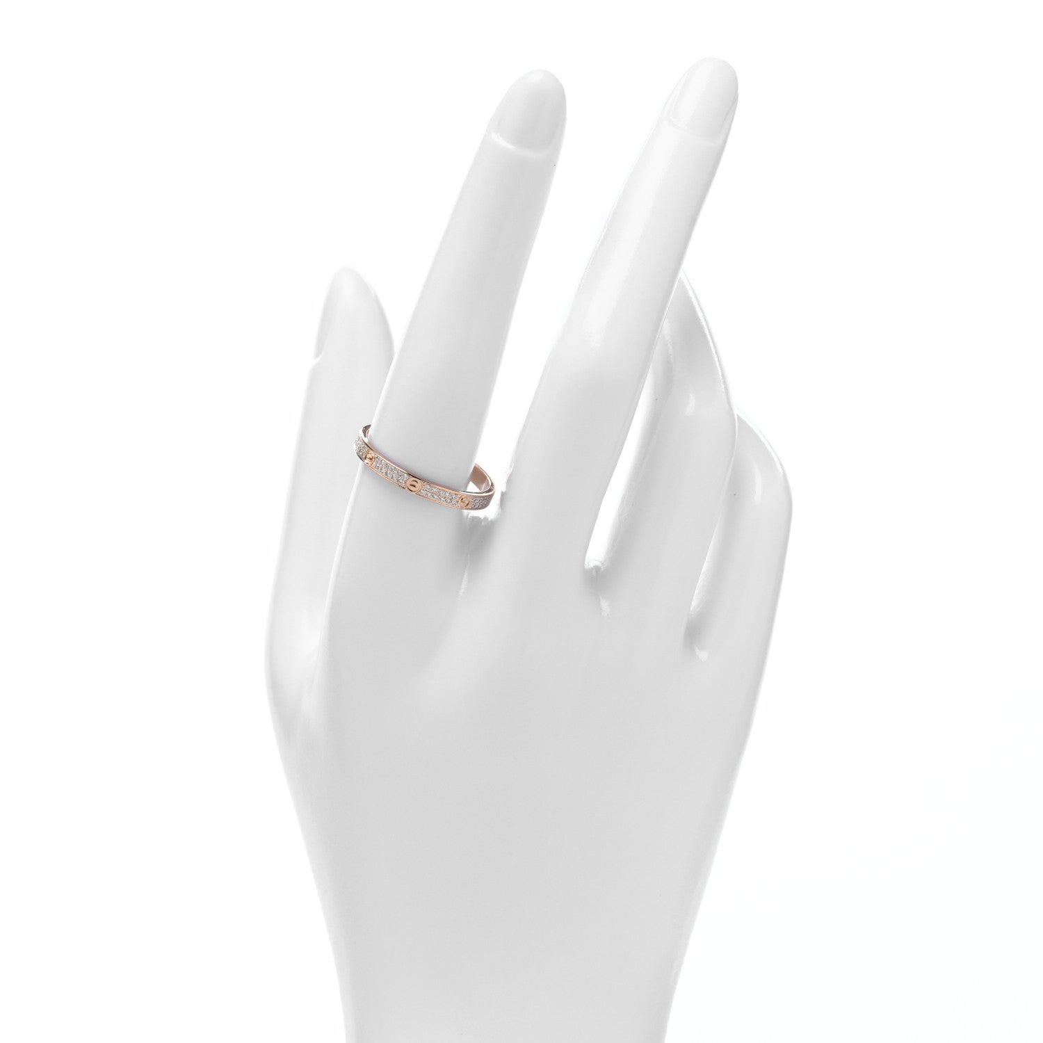 Cartier 18K Pink Gold Diamond 2.6mm LOVE Paved Band Ring 61 9.5 2 of 4
