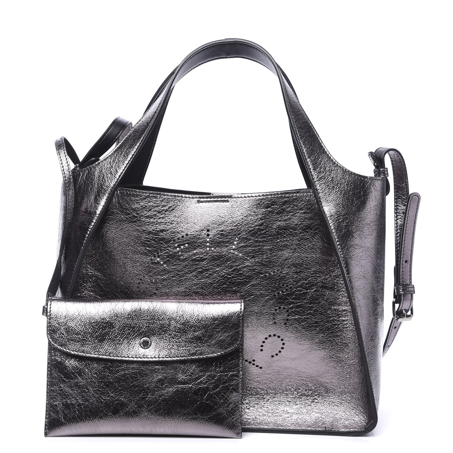 Metallic Eco Alter Nappa Perforated Logo Crossbody Silver