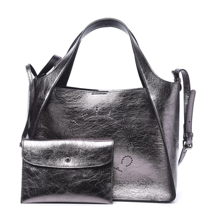 Stella McCartney Metallic Eco Alter Nappa Perforated Logo Crossbody Silver 1 of 8