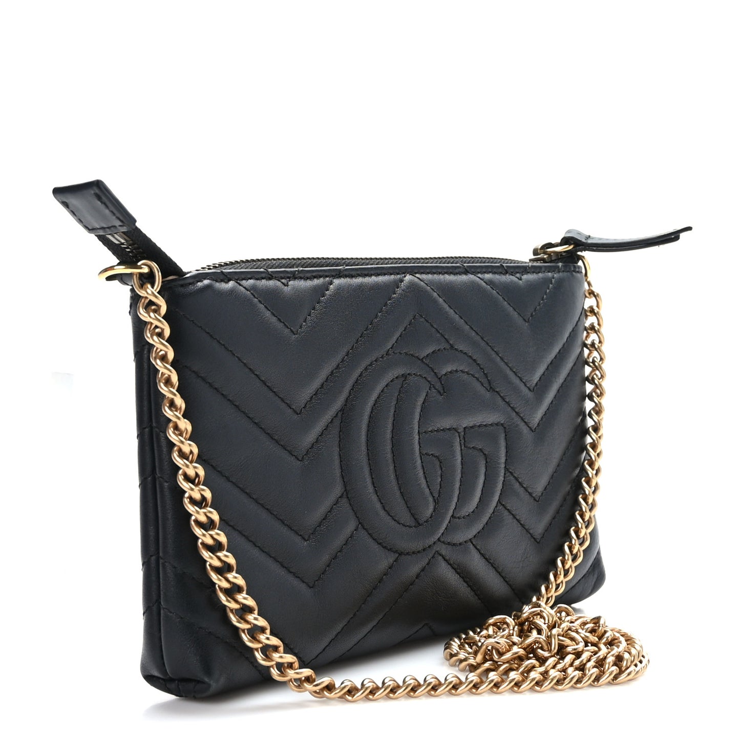 Calfskin Matelasse Mini GG Marmont Chain Bag Black