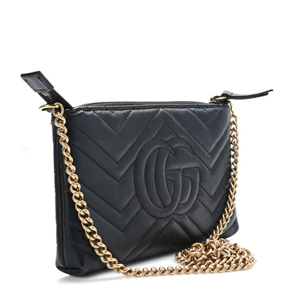 Gucci Calfskin Matelasse Mini GG Marmont Chain Bag Black 3 of 10