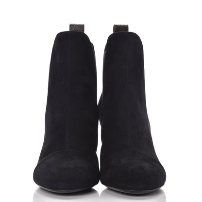 Louis Vuitton Suede Monogram Uniformes Cap Toe Chelsea 75mm Ankle Boots 37 Black 3 of 8