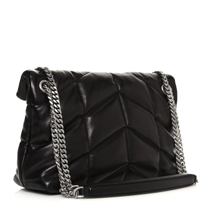 Saint Laurent Lambskin Quilted Small Loulou Puffer Monogram Chain Satchel Black 3 of 12