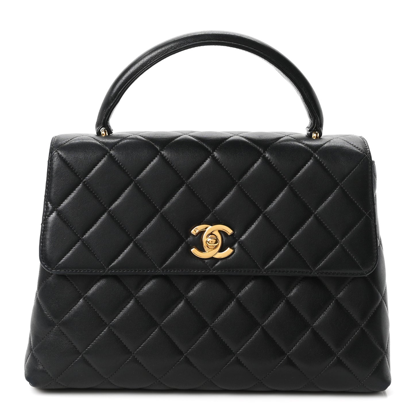 Lambskin Quilted Medium Kelly Flap Bag Black