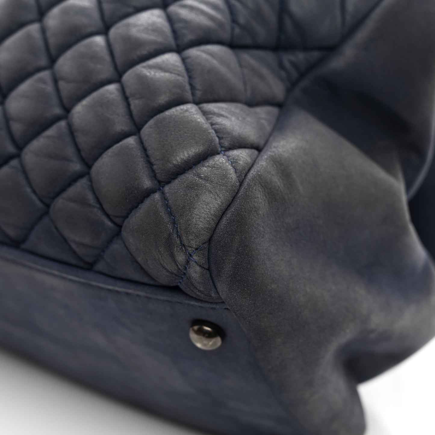 Lambskin Quilted New Bubble North South Tote Navy