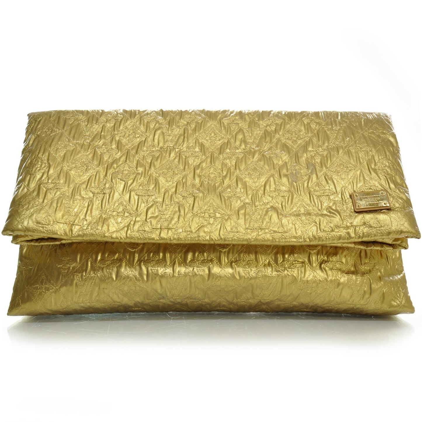 Jacquard Quilted Monogram Limelight Clutch GM Gold