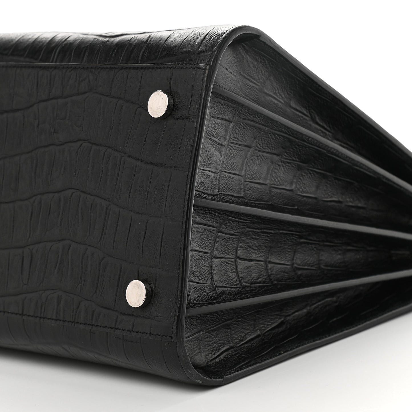 Calfskin Crocodile Embossed Large Sac De Jour Carryall Black