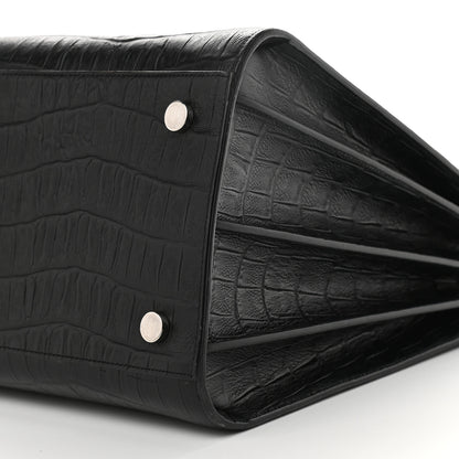 Saint Laurent Calfskin Crocodile Embossed Large Sac De Jour Carryall Black 9 of 9