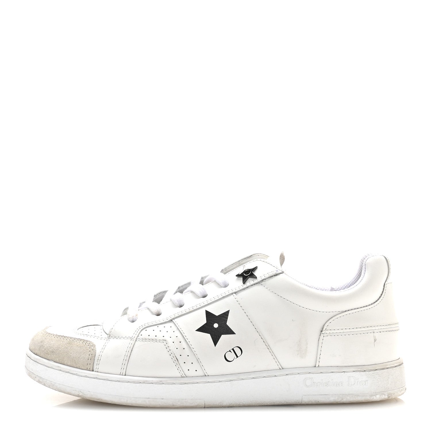 Christian Dior Calfskin Suede Dior Star Low Top Sneakers 37 White Black 1 of 8