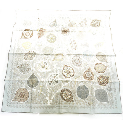 Hermes Silk L Arbre De Vie Scarf 90 Grey 1 of 6