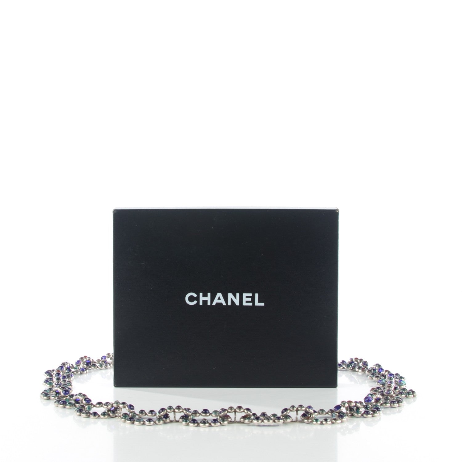 Chanel Gripoix Poured Glass CC Necklace Purple Green 7 of 7