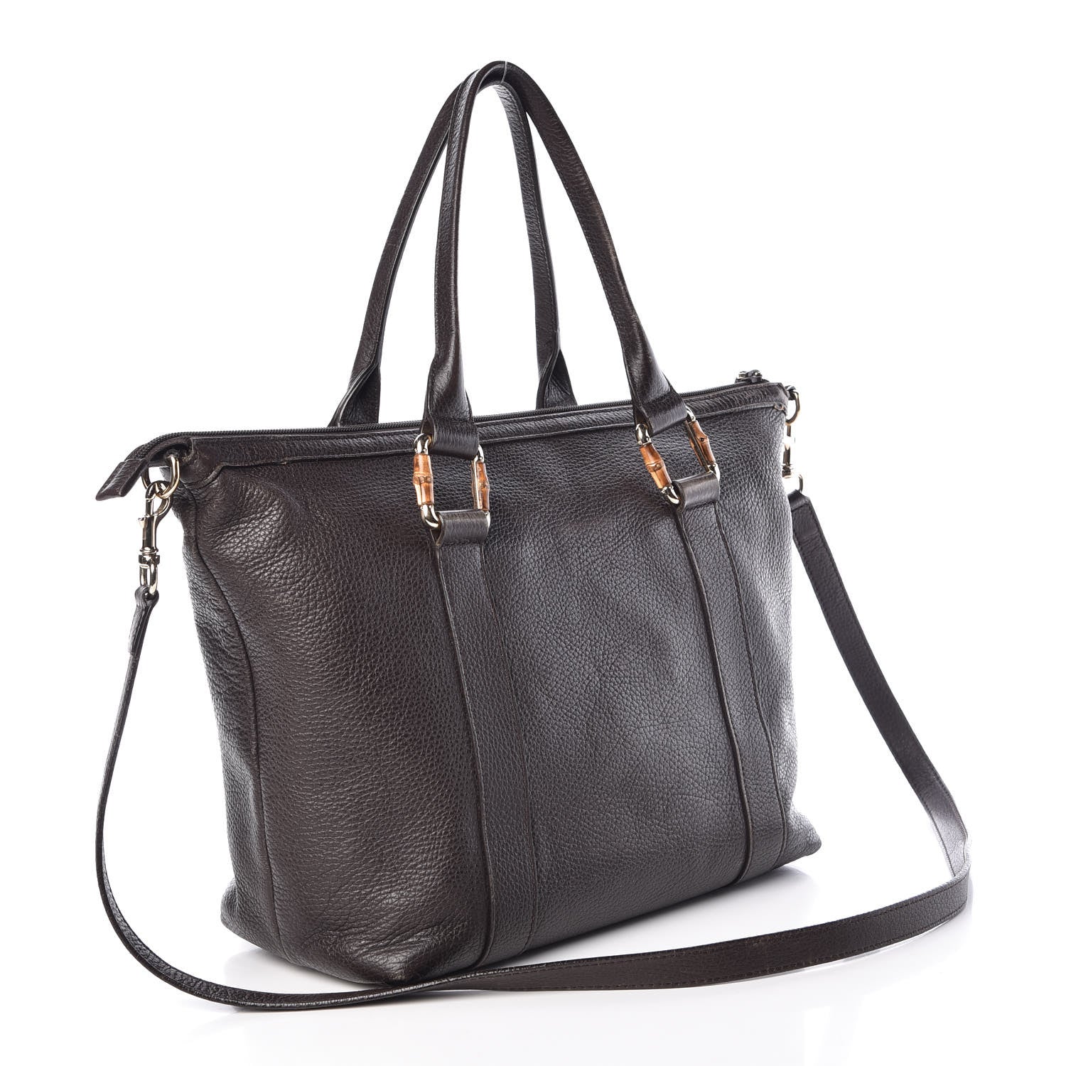 Gucci Calfskin Bamboo Top Handle Tote Dark Brown 4 of 15