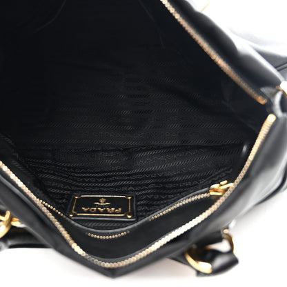 Prada Tessuto Nylon Soft Calfskin Shopping Satchel Black 9 of 21