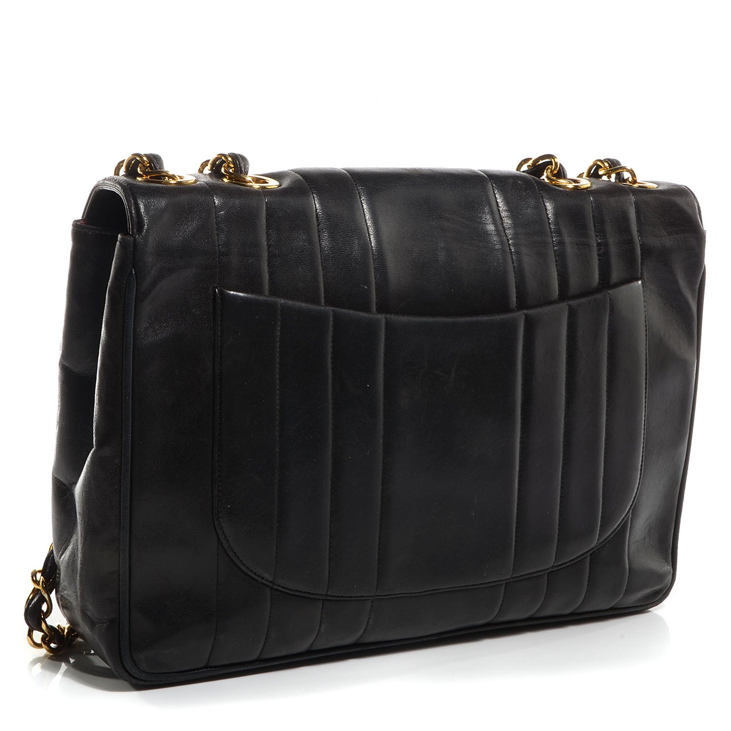 Chanel Lambskin Vertical Quilt Jumbo Flap Black 3 of 9