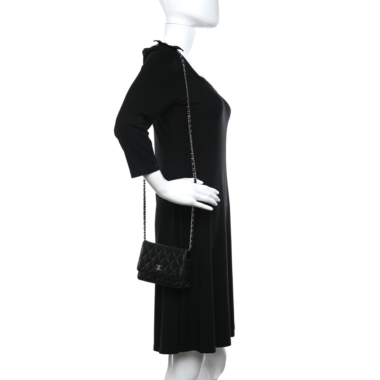 Chanel Lambskin Quilted Mini Camellia Bow Wallet On Chain WOC Black 2 of 11