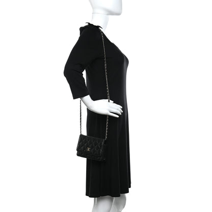 Chanel Lambskin Quilted Mini Camellia Bow Wallet On Chain WOC Black 2 of 11