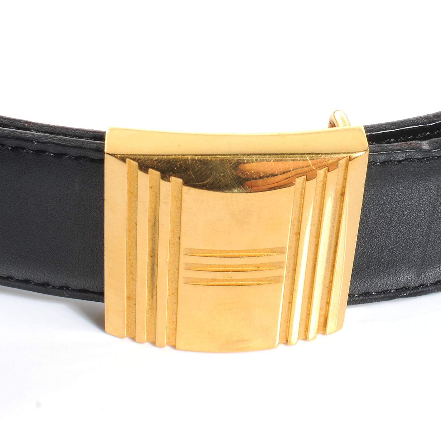 Hermes Togo Box Reversible Cadena 32mm H Belt Gold and Noir 75 3 of 6