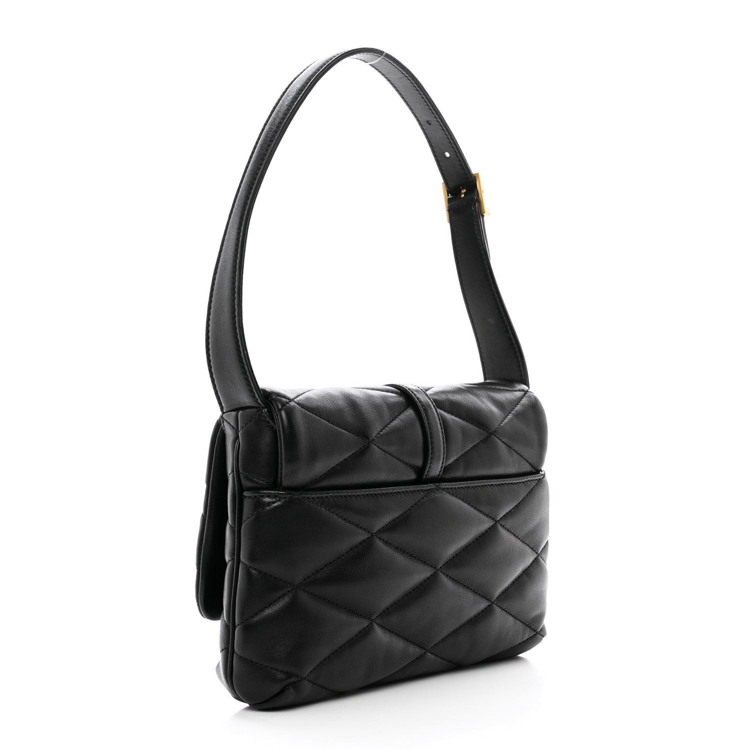 Saint Laurent Lambskin Quilted Le 57 Diamond Shoulder Bag Black 3 of 9