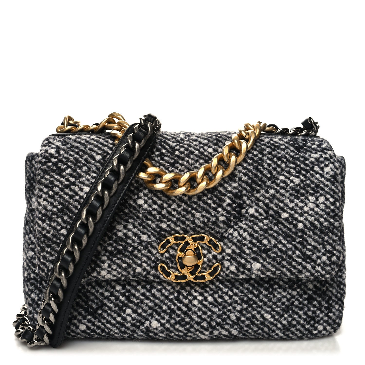 Chanel Tweed Quilted Medium Chanel 19 Flap Grey 1 of 11