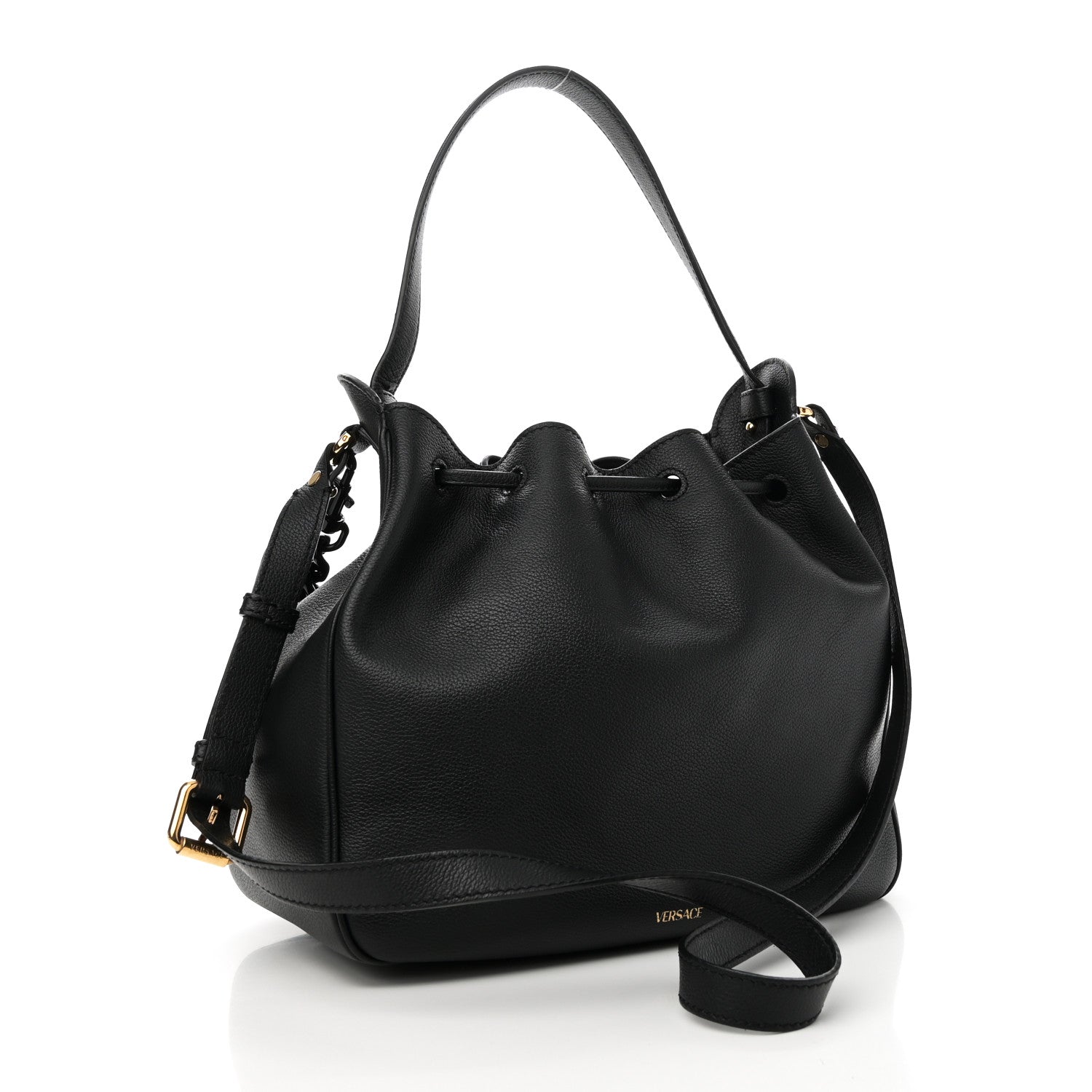 Versace Grained Calfskin La Medusa Bucket Bag Black 3 of 9