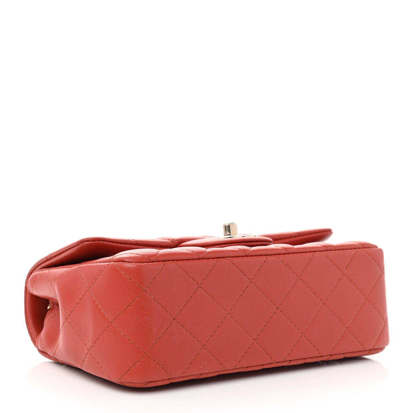 Lambskin Quilted Mini Rectangular Flap Brown