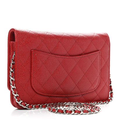 Chanel Caviar Quilted Wallet On Chain WOC Red 3 of 10