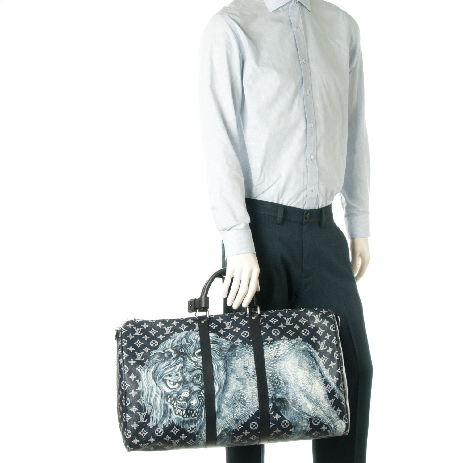 Louis Vuitton Savane Monogram Lion Chapman Keepall Bandouliere 55 Encre 3 of 8