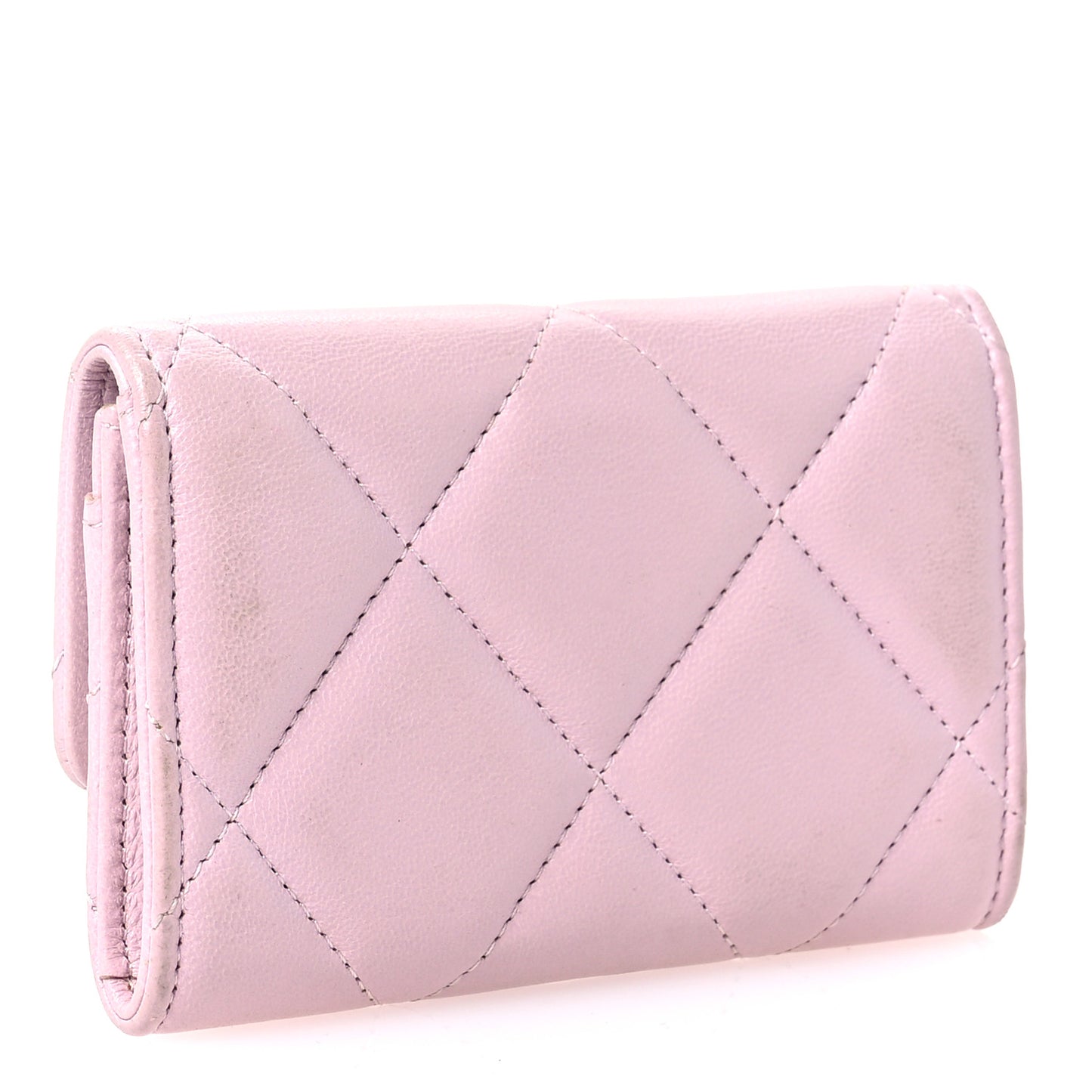 Lambskin Quilted Chanel 19 Flap Card Holder Light Pink