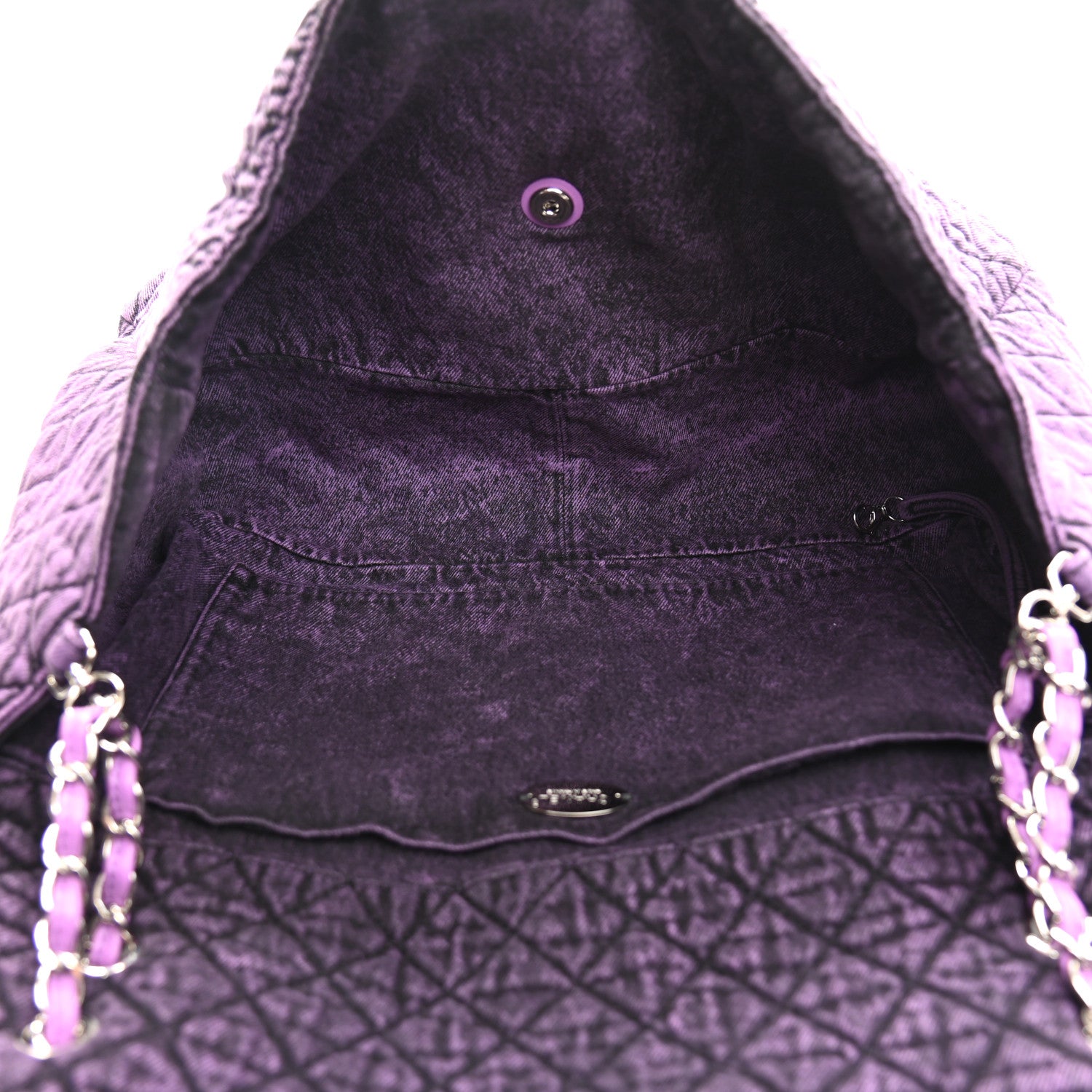 Chanel Denim Quilted Denimpression XXL Flap Purple Black 7 of 10