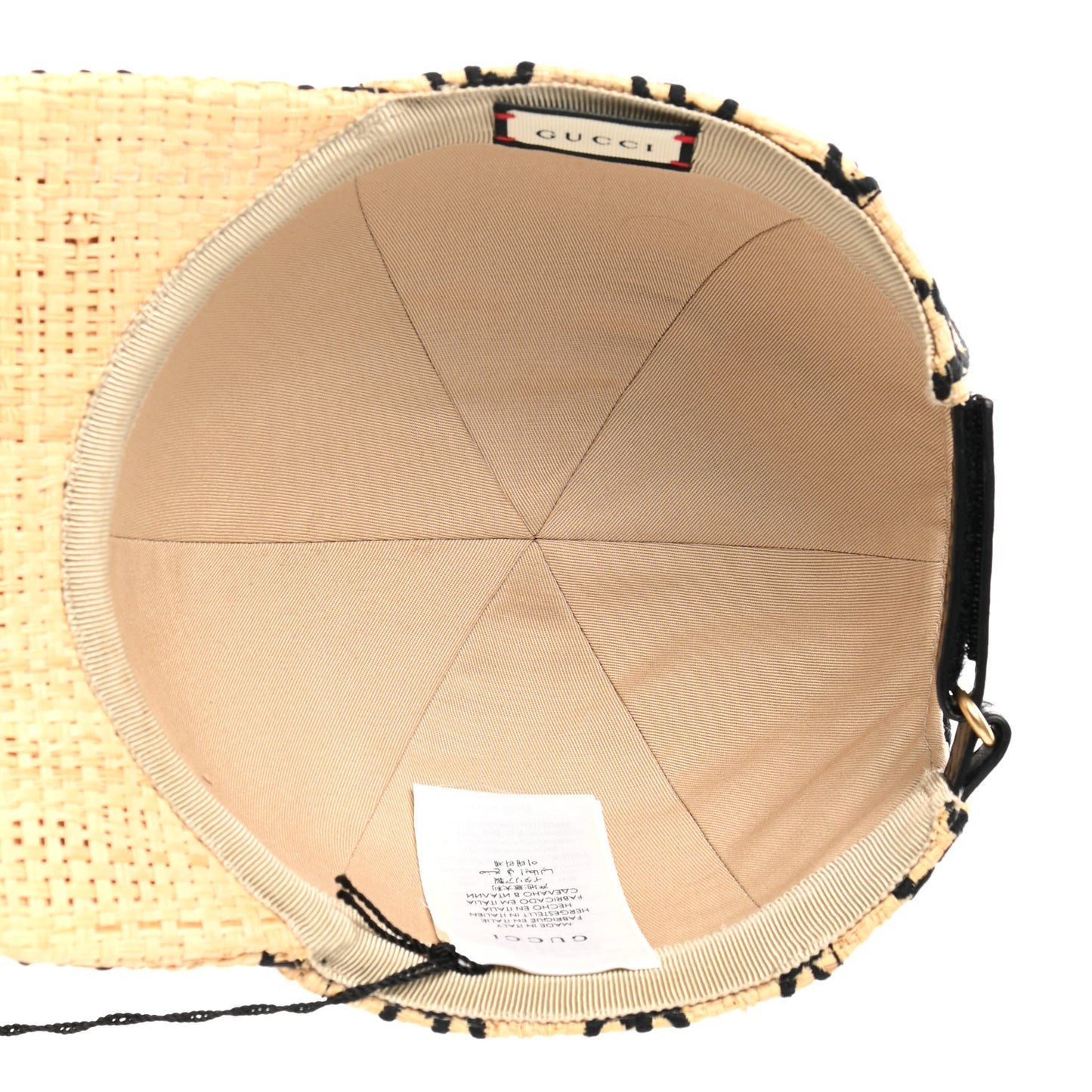 Raffia GG Monogram Elaphe Embroidered Aisha Baseball Hat L Ivory Black