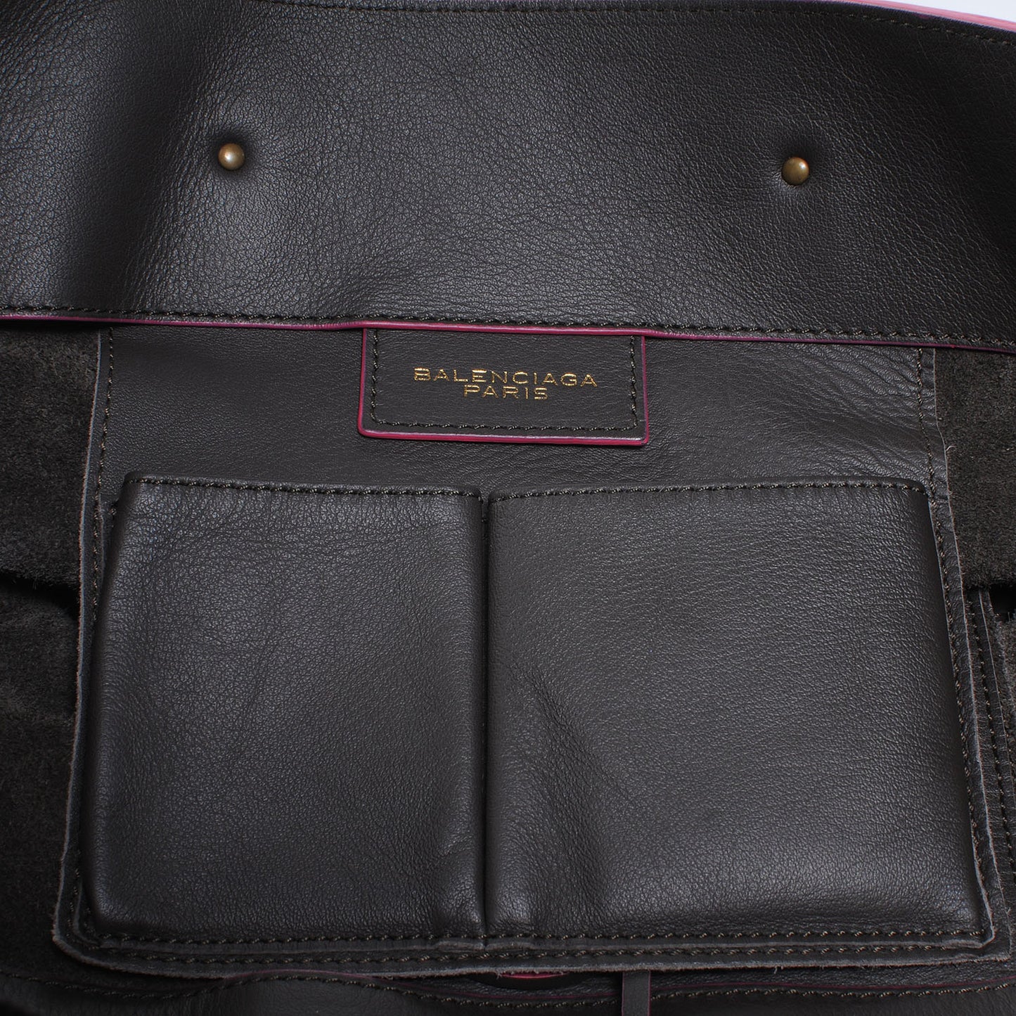 Veau Leather Papier A4 Tote Gris Tarmac Rose Thulian