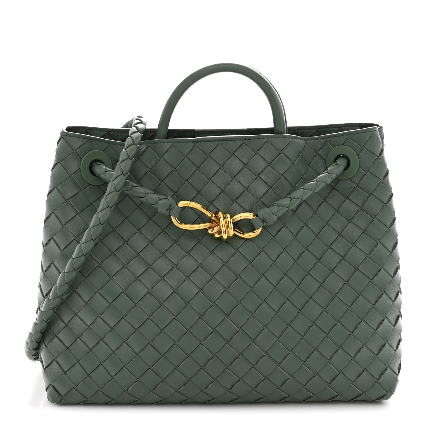 Nappa Intrecciato Medium Andiamo Shoulder Bag Aloe