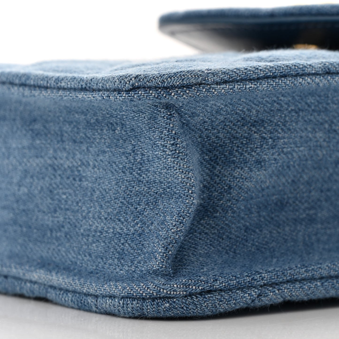 Denim Quilted Flap Mini Crossbody Blue