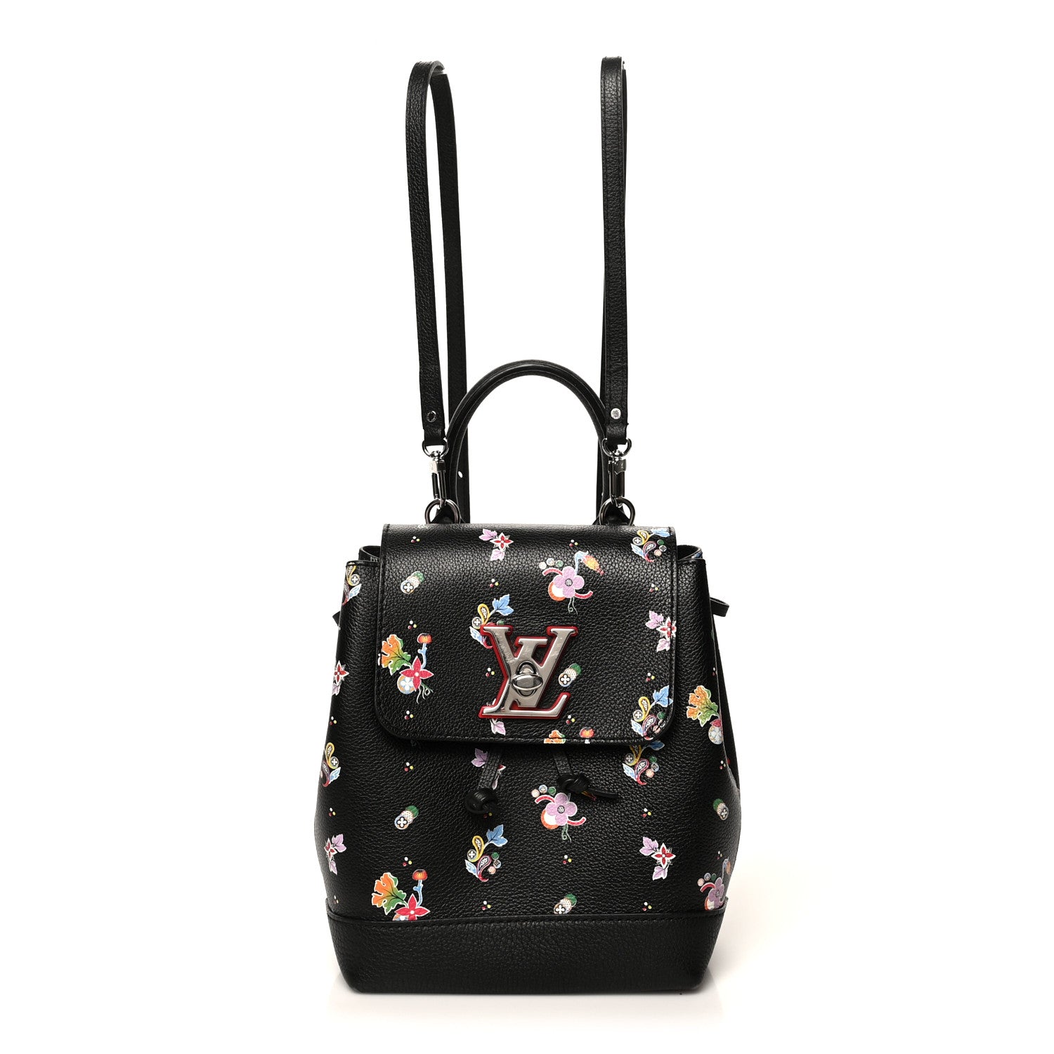 Louis Vuitton Calfskin Flower Lockme Mini Backpack Black Multicolor 1 of 6