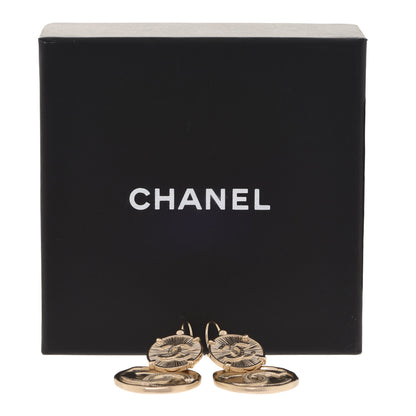Chanel Metal Round CC Medallion Drop Earrings Gold 5 of 5