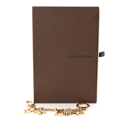 Louis Vuitton Brass Enamel Fleur De Monogram Bag Charm Chain Gold 4 of 4