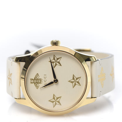 Gucci Stainless Steel Calfskin 38mm G-Timeless Bee Star Quartz Watch White 3 of 6