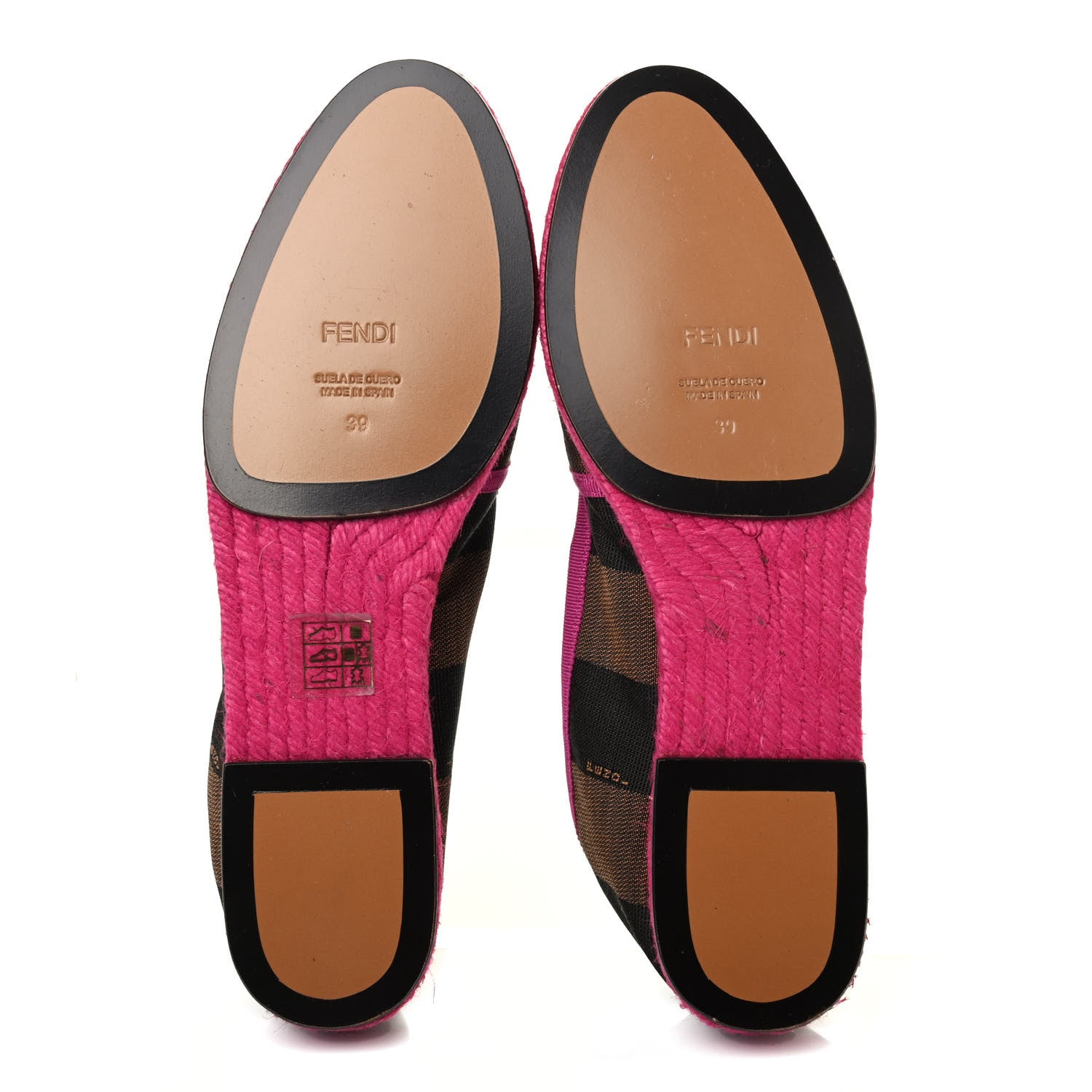 Fendi Canvas Pequin Espadrilles 39 Tobacco Black Rosa 4 of 4